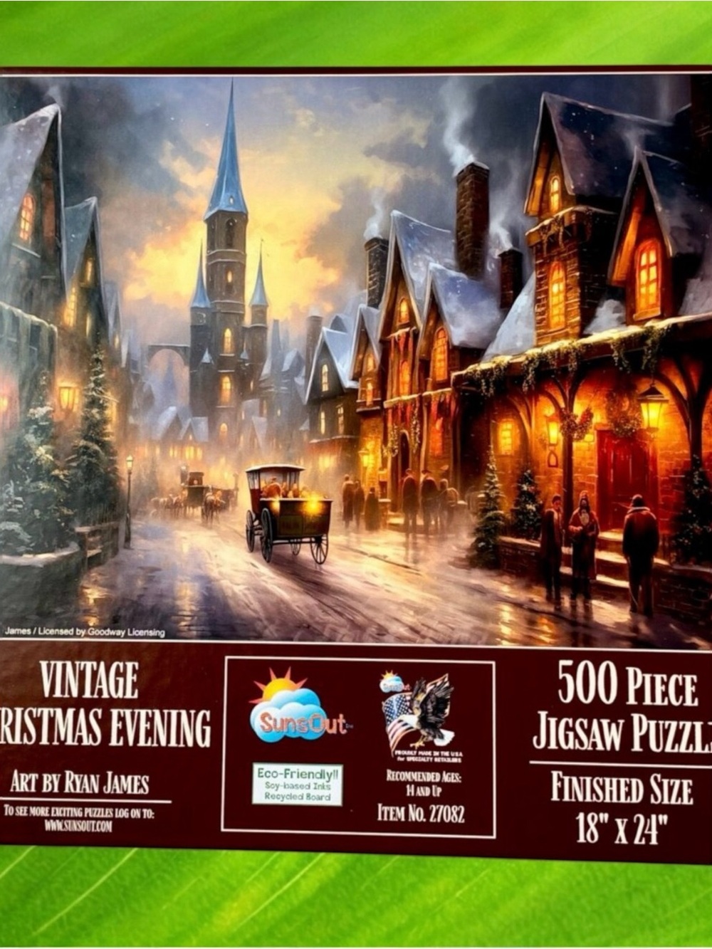 SunsOut Puzzle 500 Piece Jigsaw VINTAGE CHRISTMAS EVENING made in USA